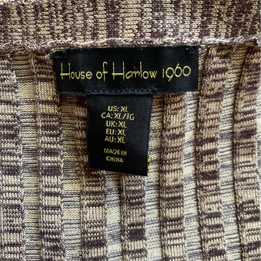 House of Harlow 1960 Brown Ribbed Knit Henley Button Up V neck Sweater size XL - Picture 9 of 9